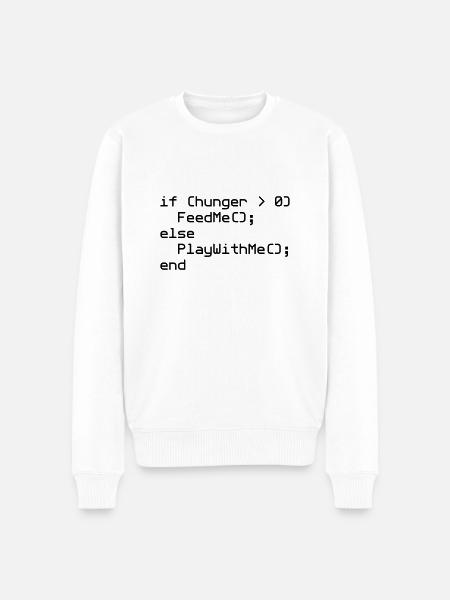 NERD Baby "if (hunger ..." - Männer Premium Bio Pullover - Weiß