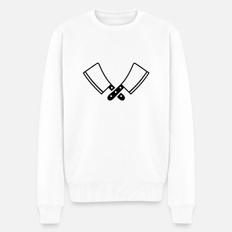 Messer - Männer Premium Bio Pullover - Weiß
