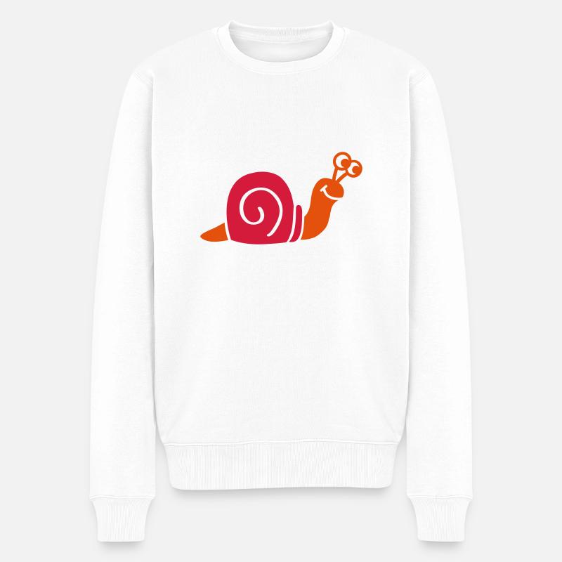 Schnecke - Männer Premium Bio Pullover - Weiß