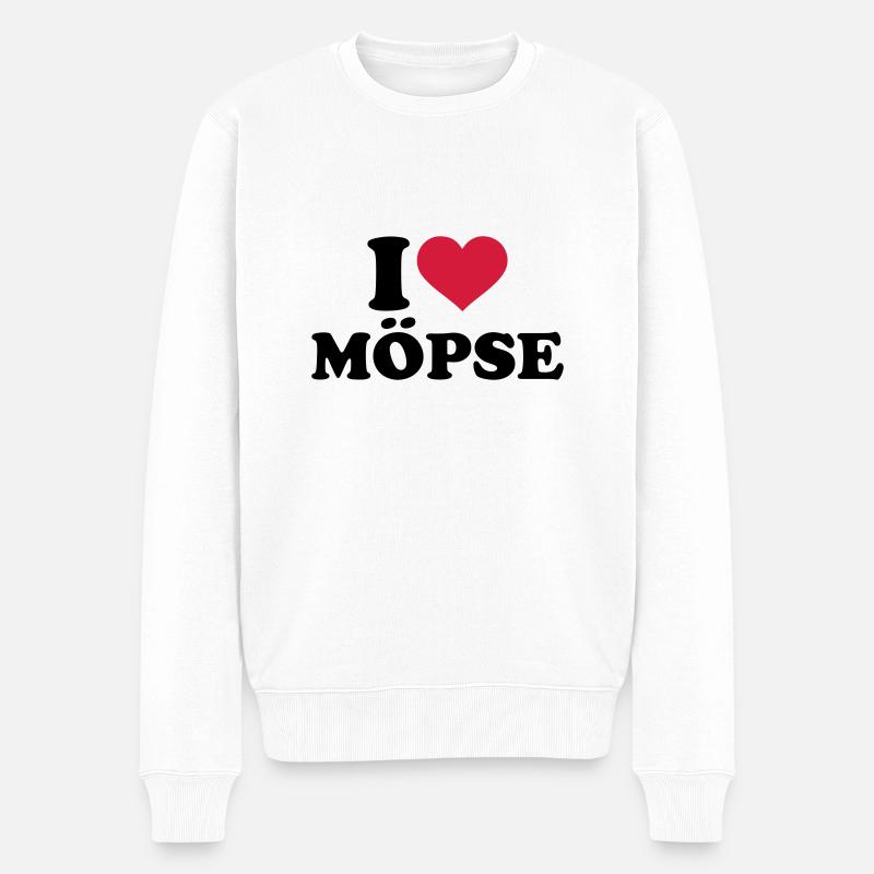 Mops - Männer Premium Bio Pullover - Weiß
