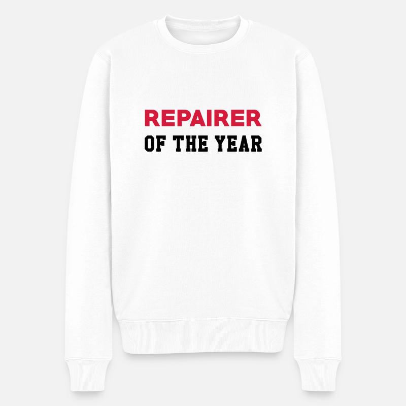 réparateur / réparation / réparer / bricolage - Pull Premium bio Homme - blanc