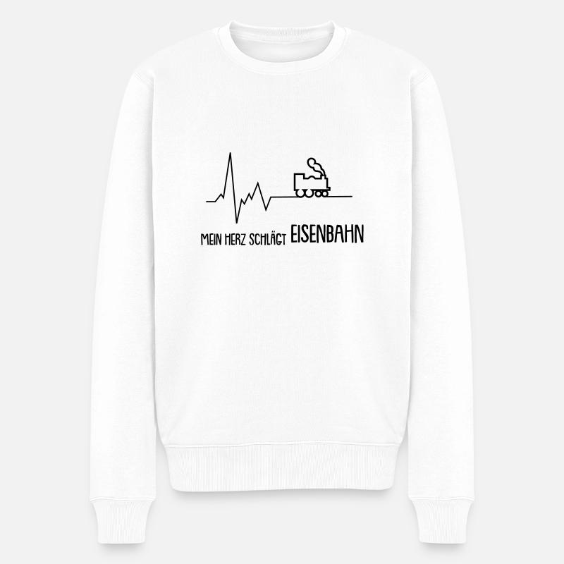 mein herz schlägt eisenbahn - Männer Premium Bio Pullover - Weiß