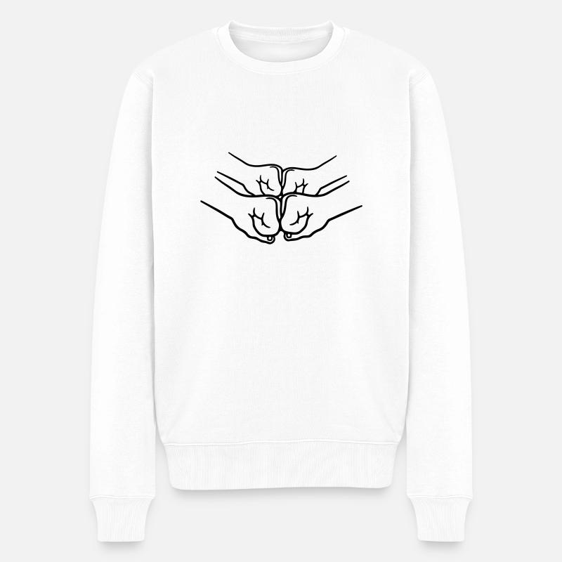 Poinçon 4 mains - Pull Premium bio Homme - blanc
