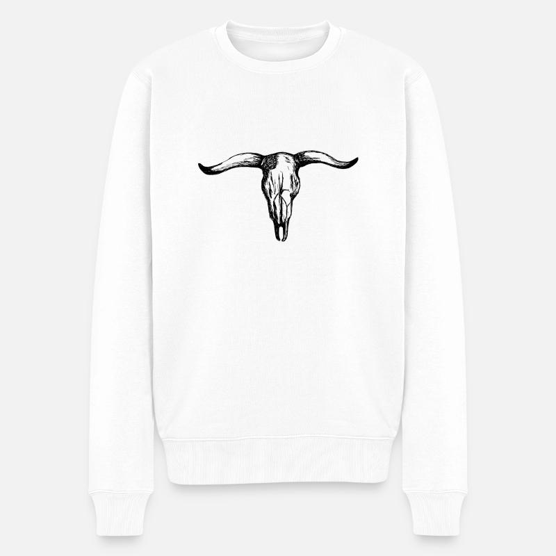 Crâne de taureau - Pull Premium bio Homme - blanc
