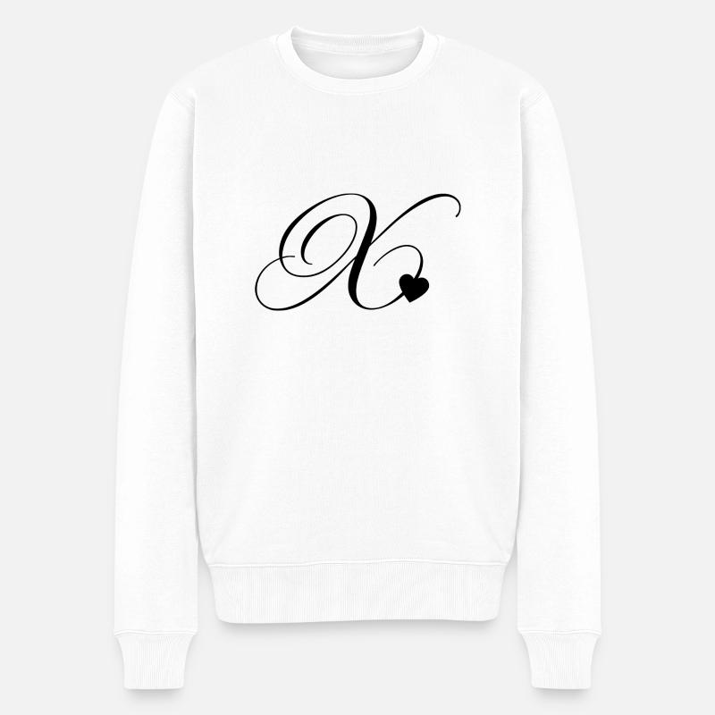 Lettre x calligraphie cœur - Pull Premium bio Homme - blanc
