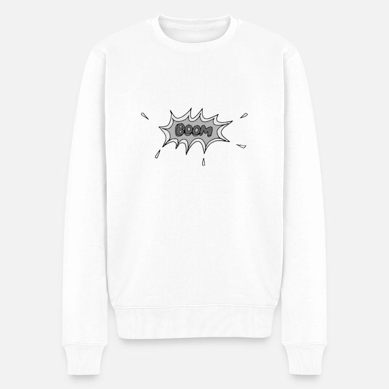 Boom! - Männer Premium Bio Pullover - Weiß