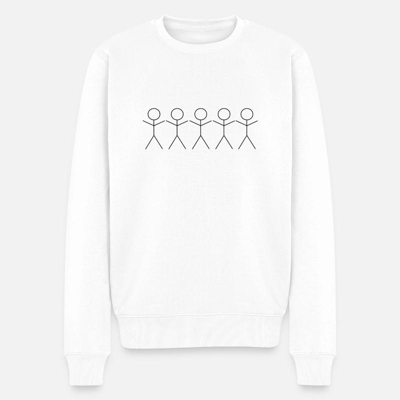 5 Stickman / Strichmännchen - Männer Premium Bio Pullover - Weiß