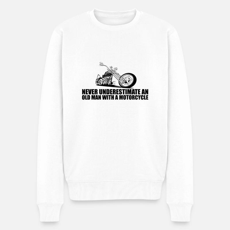 Lustiger Motorrad Spruch - Männer Premium Bio Pullover - Weiß