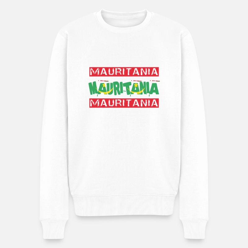 Mauritanie Texte Drapeau - Pull Premium bio Homme - blanc