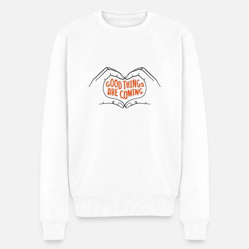 Good Things Are Coming - zweifarbig - Männer Premium Bio Pullover - Weiß