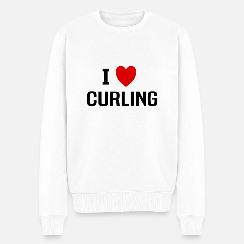 I love Curling - Pull Premium bio Homme - blanc