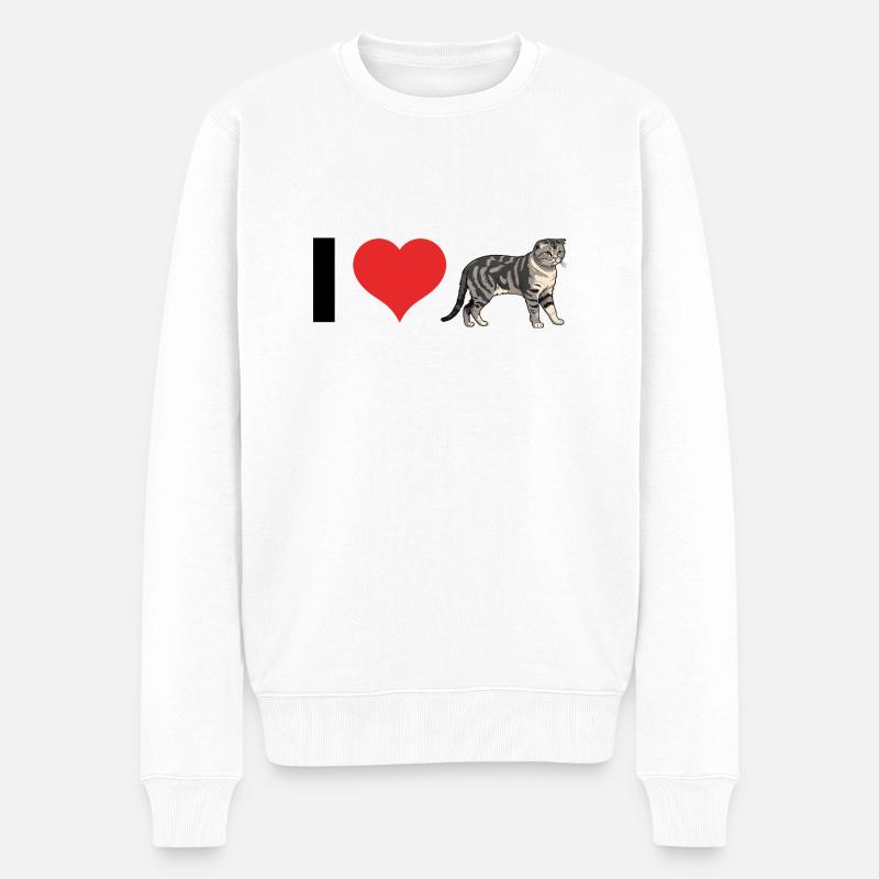 I love Scottish Fold - Cute Cat Sticker - Männer Premium Bio Pullover - Weiß
