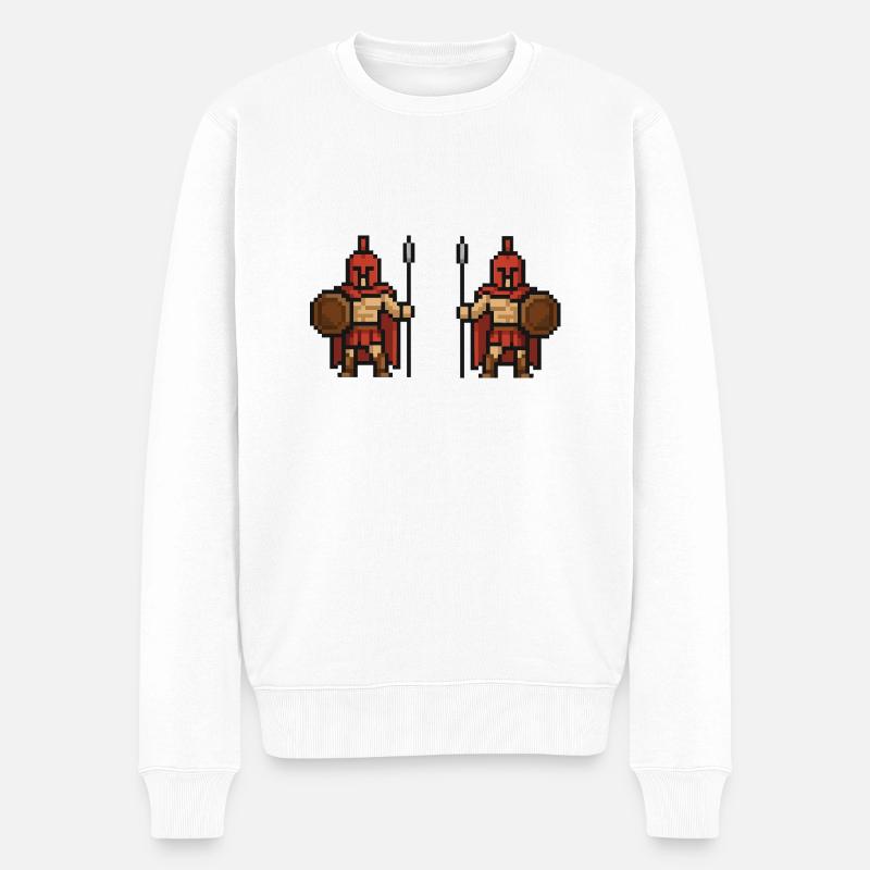 Spartan Pixel 2 - Pull Premium bio Homme - blanc