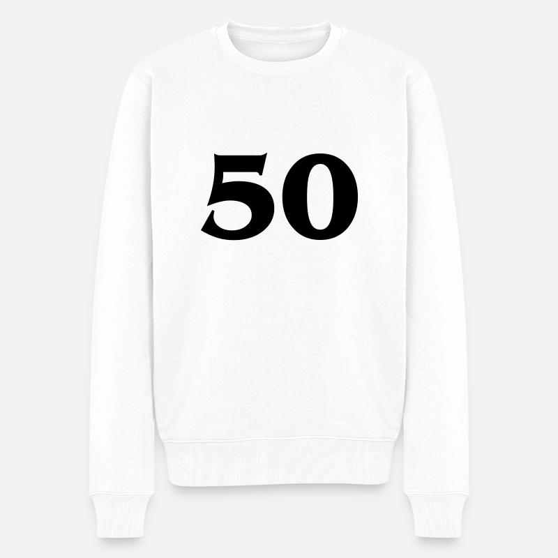 Zahl 50 - Männer Premium Bio Pullover - Weiß