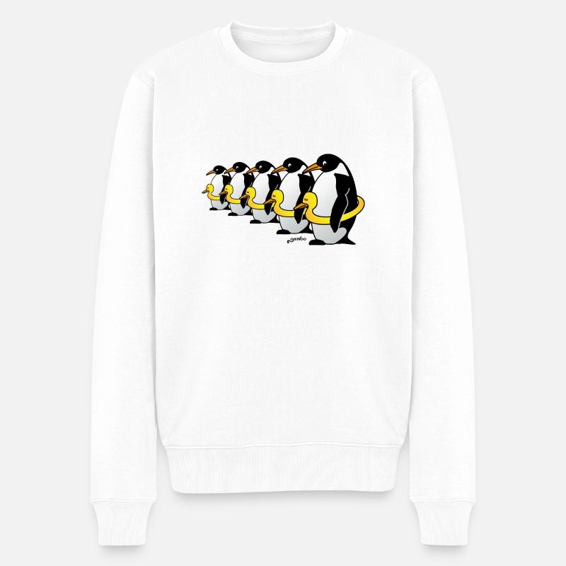 Pinguine mit Quietscheentchen - Männer Premium Bio Pullover - Weiß