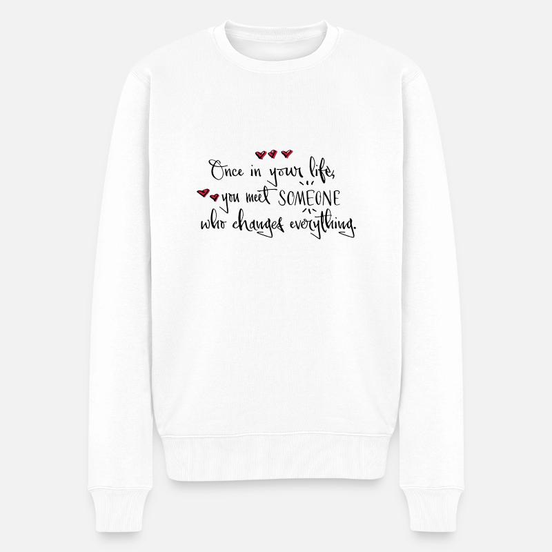 Liebe - Männer Premium Bio Pullover - Weiß