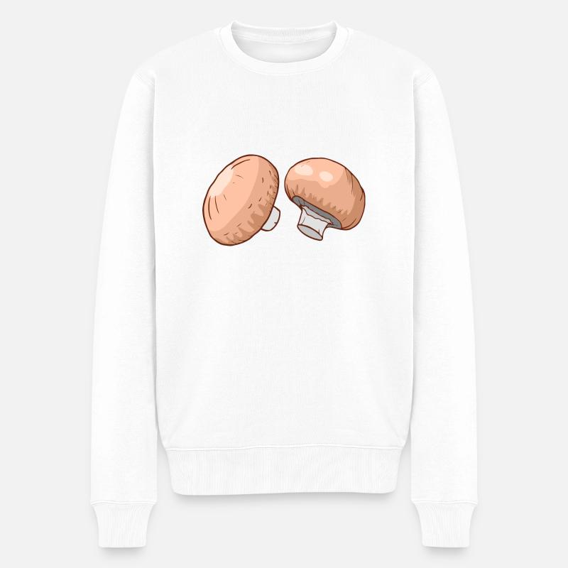 Champignons Egerlinge Angerlinge Pilze - Männer Premium Bio Pullover - Weiß