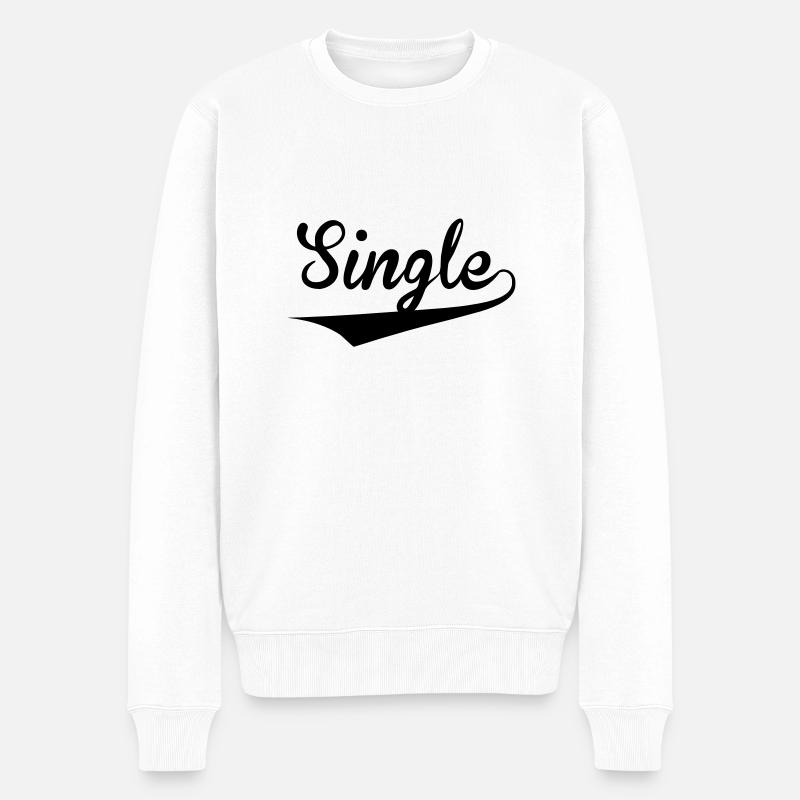 single - Männer Premium Bio Pullover - Weiß