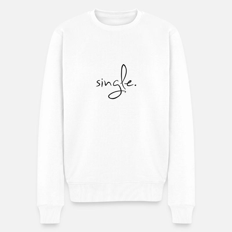 Single - Männer Premium Bio Pullover - Weiß