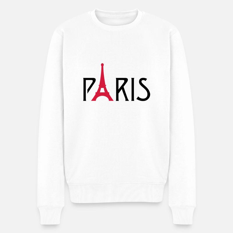 Paris Eiffelturm - Männer Premium Bio Pullover - Weiß