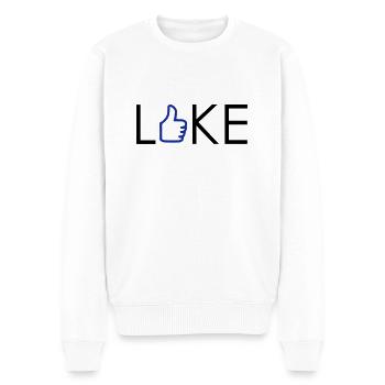 I Like - Gefällt mir - Daumen hoch - Männer Premium Bio Pullover - Weiß - Vorne - Thijin (182cm)
