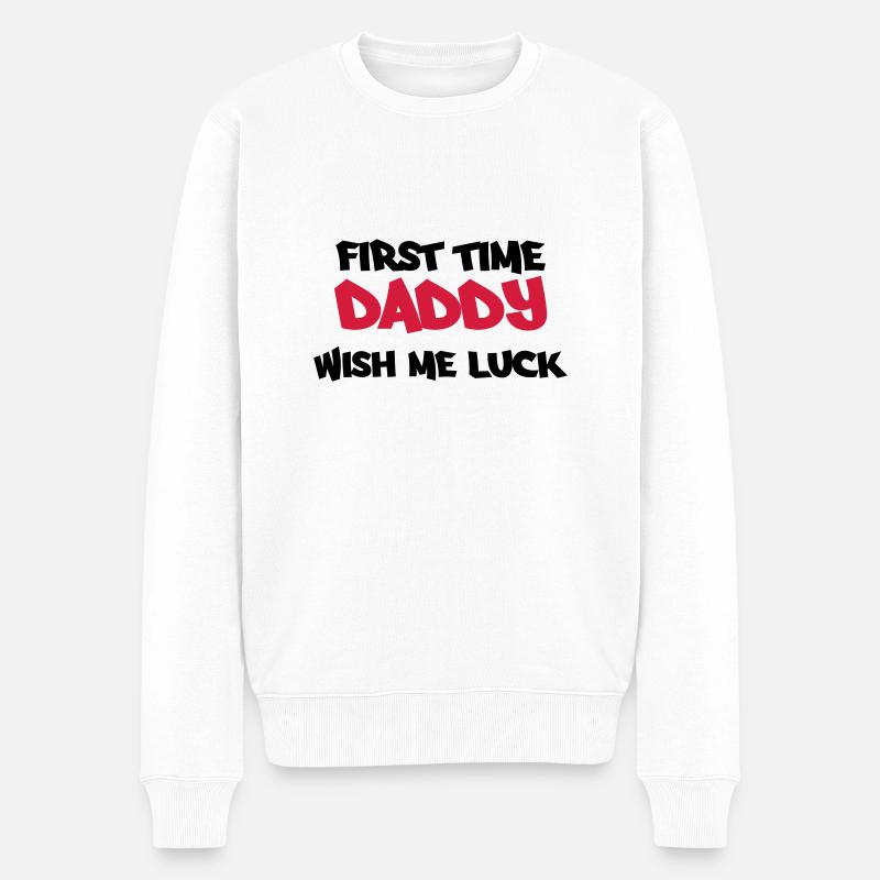 First time Daddy - Männer Premium Bio Pullover - Weiß