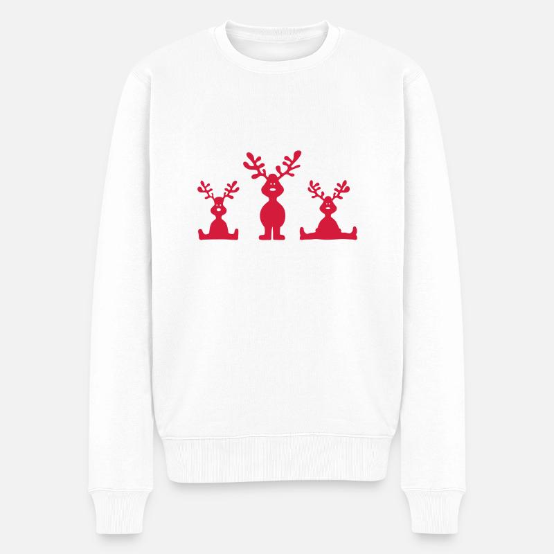 Elche - Männer Premium Bio Pullover - Weiß