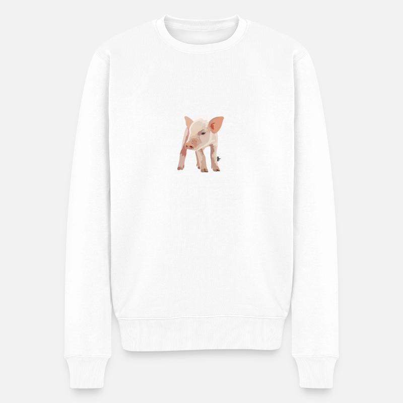 Ferkel / Schweinchen / Pig - Männer Premium Bio Pullover - Weiß