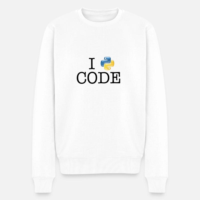 I love code - Python - Pull Premium bio Homme - blanc