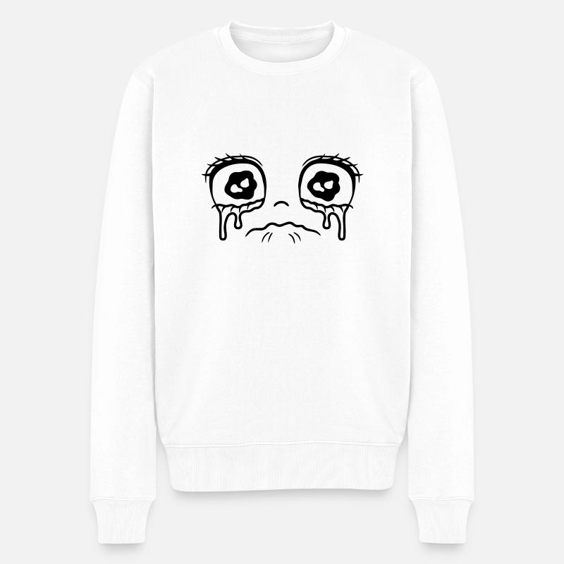 Weinendes trauriges Mädchen Gesicht - Männer Premium Bio Pullover - Weiß