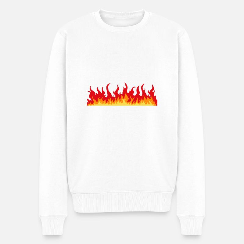 Flammen - Männer Premium Bio Pullover - Weiß