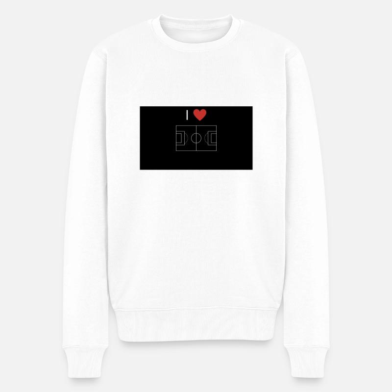 I love Fußball - Männer Premium Bio Pullover - Weiß