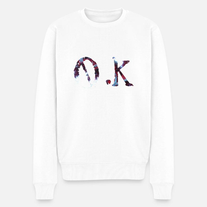 OK - Männer Premium Bio Pullover - Weiß