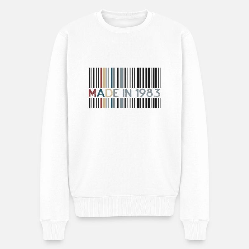 1983 Anniversaire Barcode - Pull Premium bio Homme - blanc