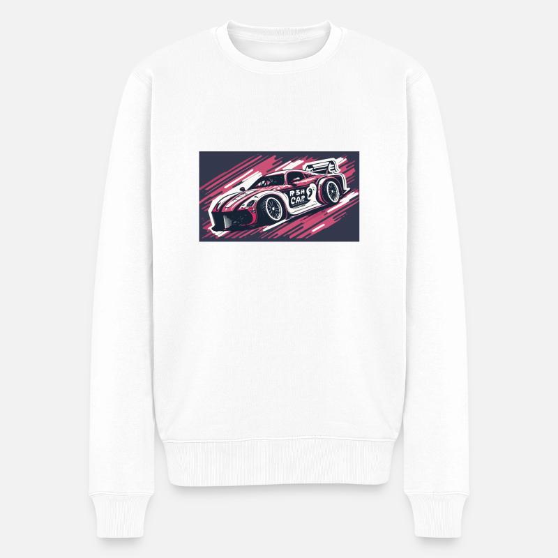 Voiture de course rose - Pull Premium bio Homme - blanc