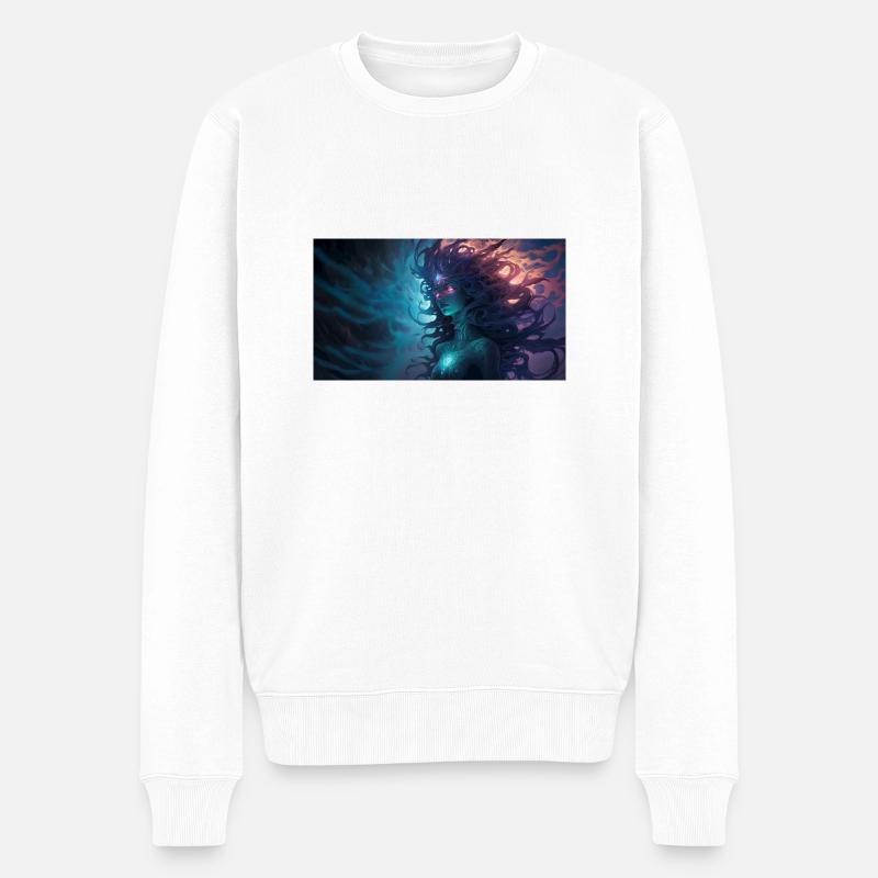 wild creature woman - Männer Premium Bio Pullover - Weiß