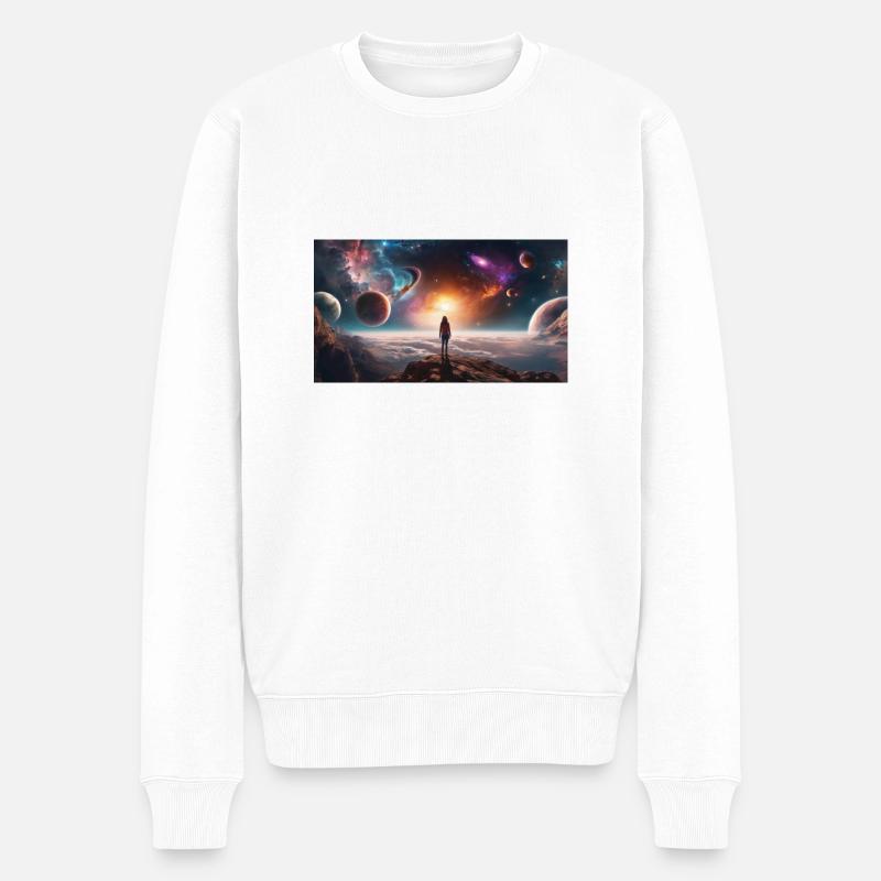 Aussicht im Weltraum - Männer Premium Bio Pullover - Weiß