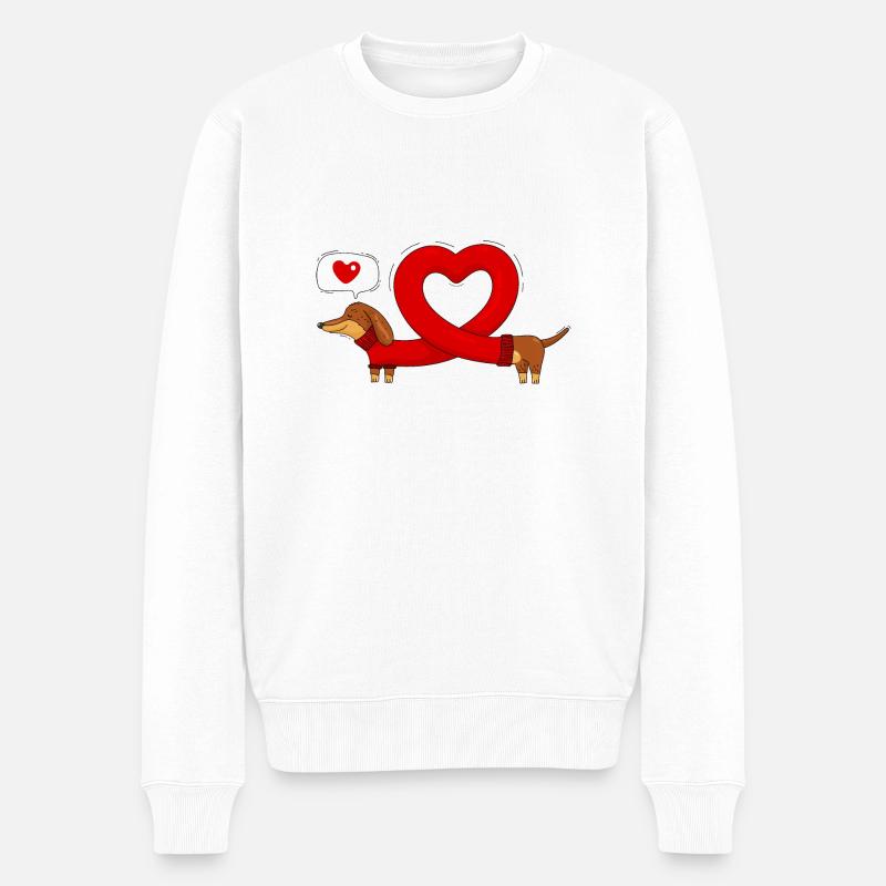 Teckel et cœur - Pull Premium bio Homme - blanc