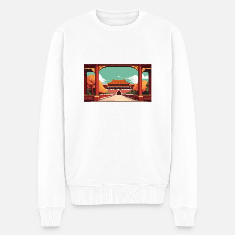La Cité Interdite, Pékin, Chine - Pixel Art - Pull Premium bio Homme - blanc