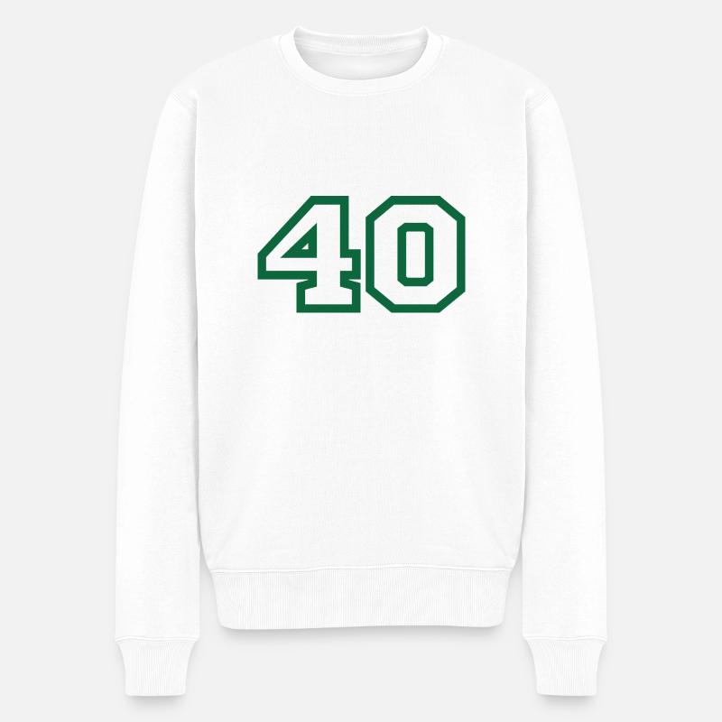 Numéro 40 sport vert - Pull Premium bio Homme - blanc