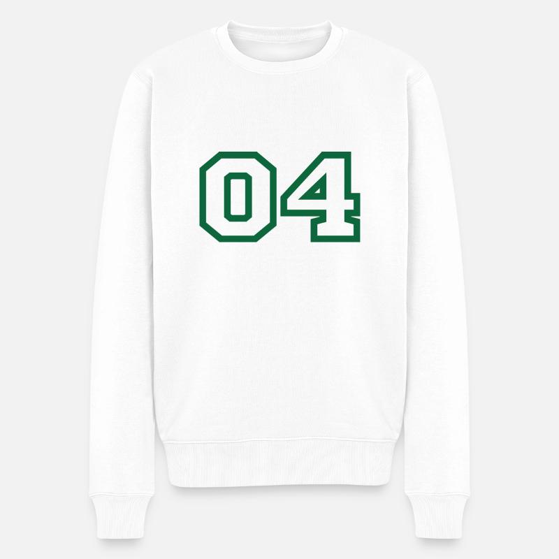 Numéro 4 sport vert - Pull Premium bio Homme - blanc