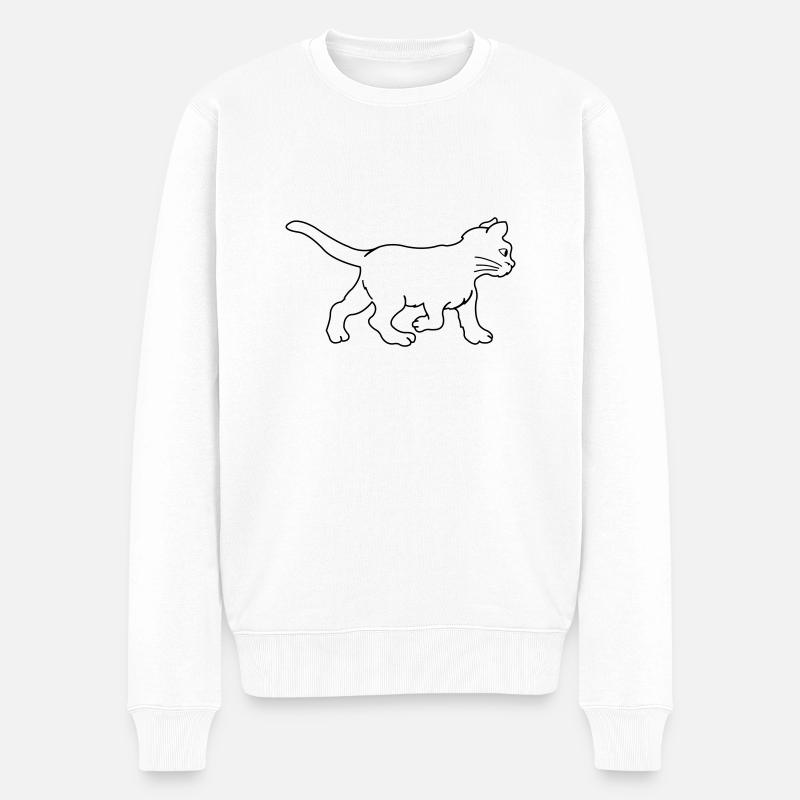 chat - Pull Premium bio Homme - blanc