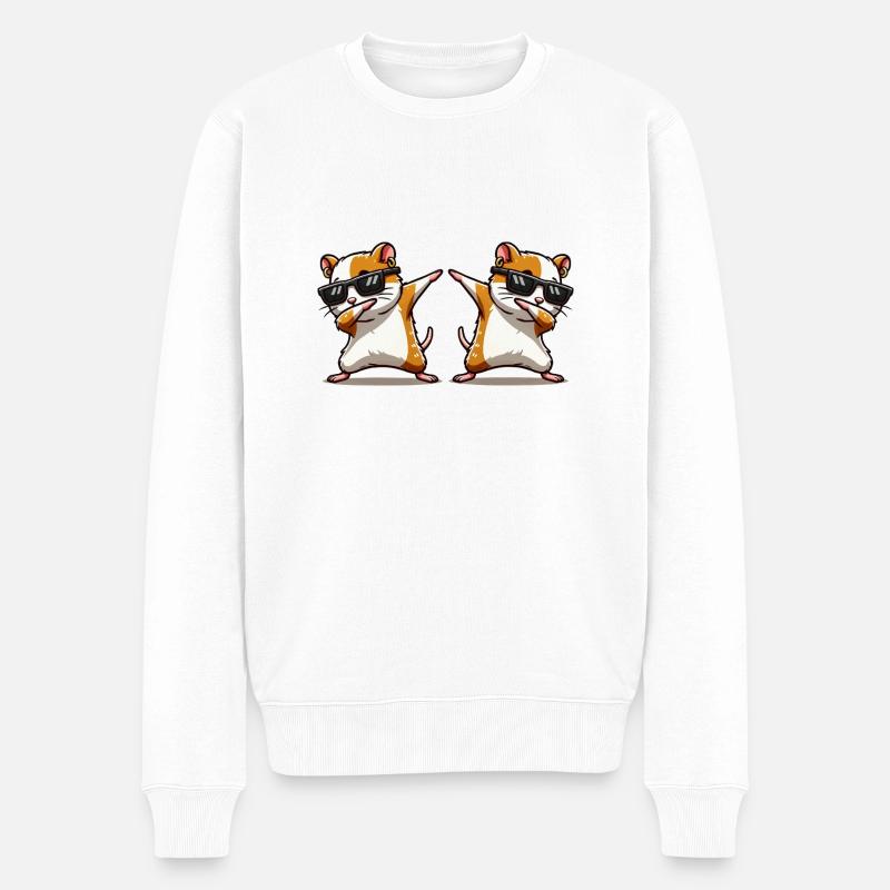 hamster dabbing 2 - Männer Premium Bio Pullover - Weiß