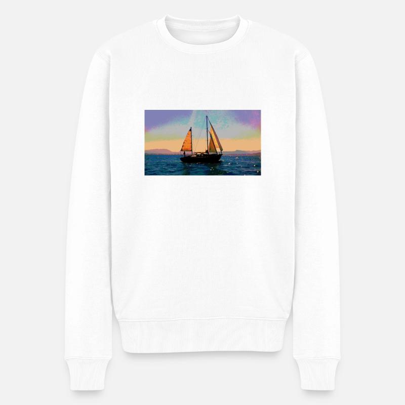Bateau sur l eau découvre une autre planète - Pull Premium bio Homme - blanc
