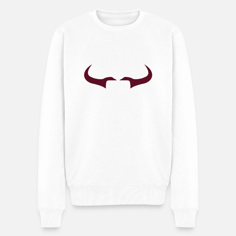 Bull Horns 02 - red - Männer Premium Bio Pullover - Weiß