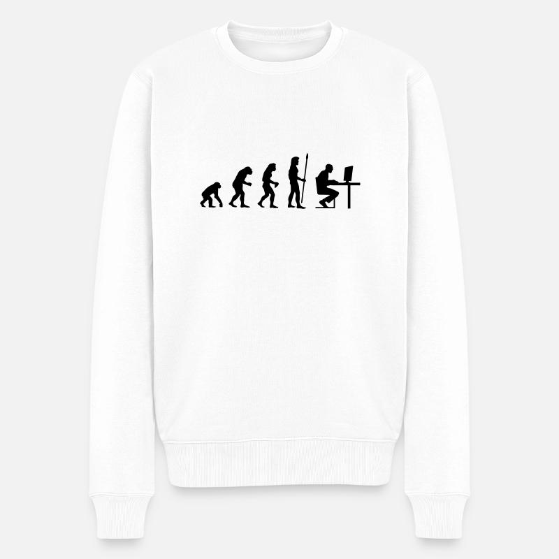 evolution_pc_3 - Männer Premium Bio Pullover - Weiß