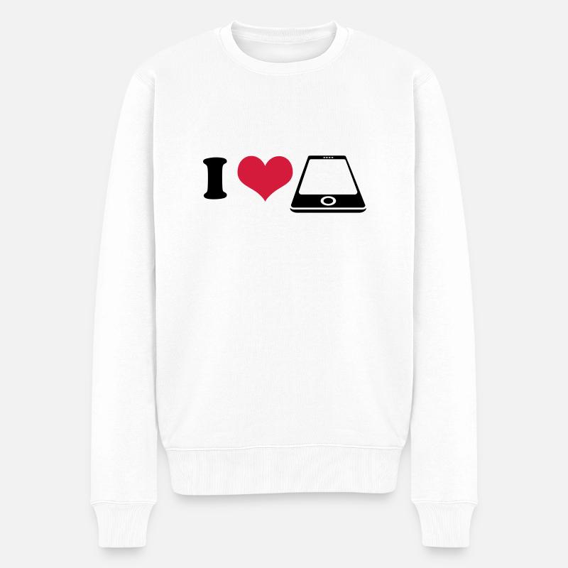I love Smartphone - Pull Premium bio Homme - blanc