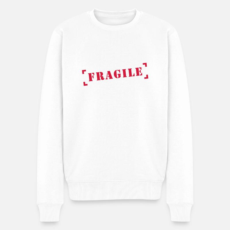 fragile, attention, prudence, fragile, attention, - Pull Premium bio Homme - blanc
