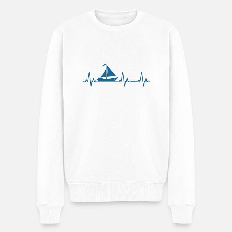 Segelboot - Männer Premium Bio Pullover - Weiß