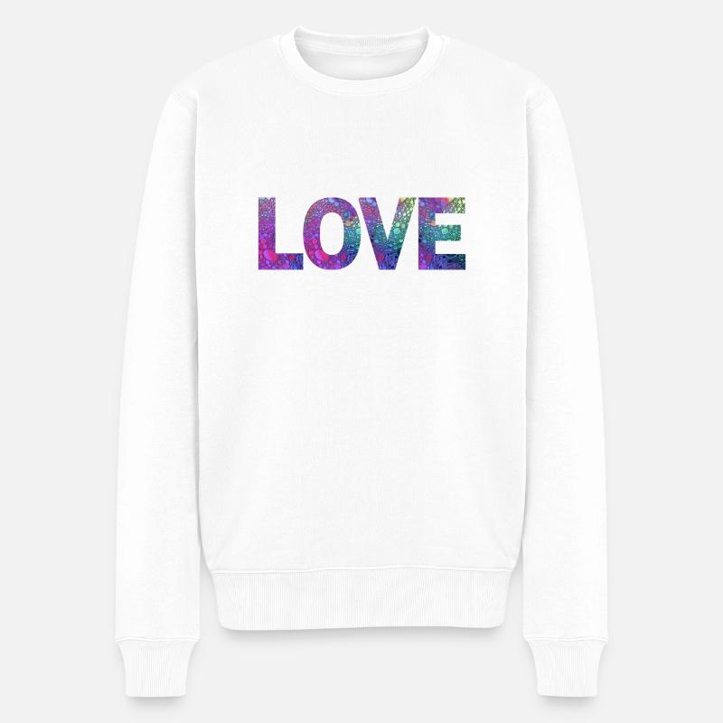 Liebe - Männer Premium Bio Pullover - Weiß